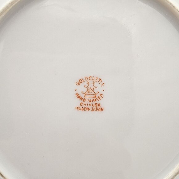 Vintage Goldcastle Lusterware Handpainted Plaid Dessert Plates Set Of 6 1960s - Picture 3 of 6